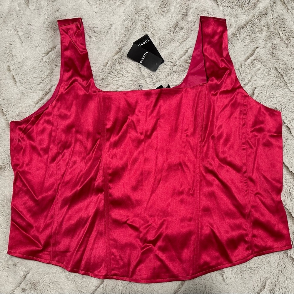 Torrid Hot Pink Satin Sleeveless Corset Top - Picture 3 of 14
